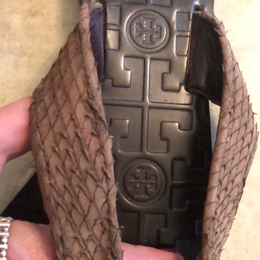 Tory Burch Thora Nubuck Python Print Sandals. Bro… - image 5